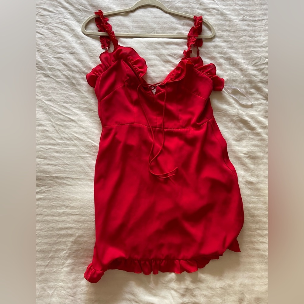 Red mini dress